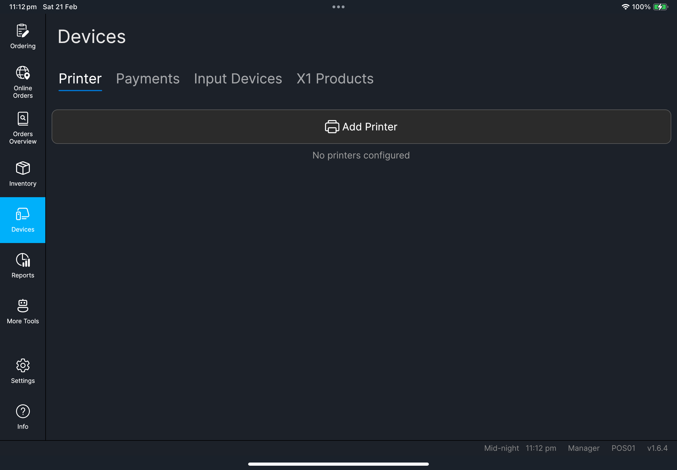 Devices Printer tab