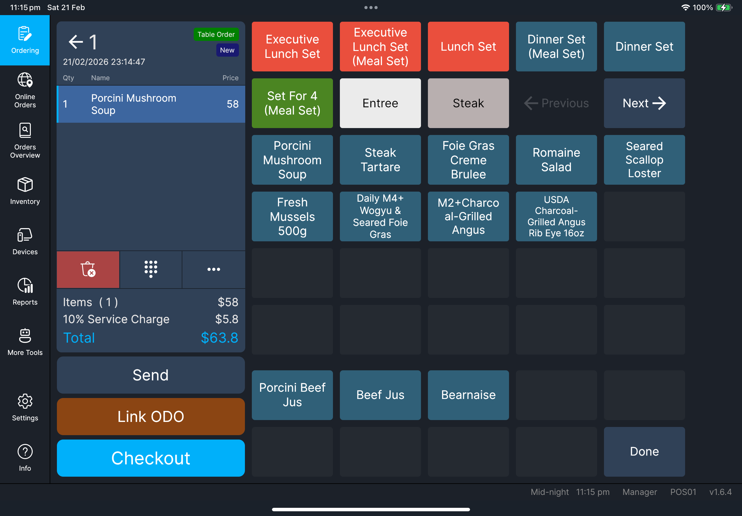 Order page item selector